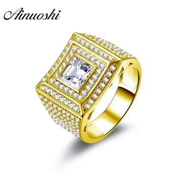 AINUOSHI Luxury Double Halo Men Ring 14K Solid Yellow Gold Emerald Cut Sona Diamond Geometric Pattern CZ Engagement Wedding Band
AINUOSHI Luxury Double Halo Men Ring 14K Solid Yellow Gold Emerald Cut Sona Diamond Geometric Pattern CZ Engagement Wedding Band
