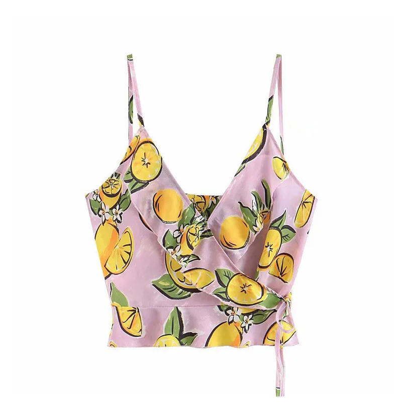 Women style lemon print wrap camis ruffled bow tie sleeveless adjustable straps crop top female chic cute 2019 summer blusas
Women style lemon print wrap camis ruffled bow tie sleeveless adjustable straps crop top female chic cute 2019 summer blusas