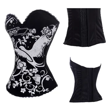Fashion Sliver Bird Printed Black Sexy Cheap Corset Tops for Woman Body Push Up Waist Slimming Bustier Gothic Steampunk Corsets
Fashion Sliver Bird Printed Black Sexy Cheap Corset Tops for Woman Body Push Up Waist Slimming Bustier Gothic Steampunk Corsets