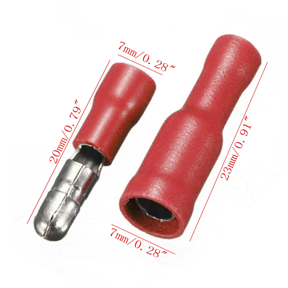 100pcs Red Male & Female Insulated Bullet Connector Terminals 22-16AWG Wire Set 
100pcs Red Male & Female Insulated Bullet Connector Terminals 22-16AWG Wire Set