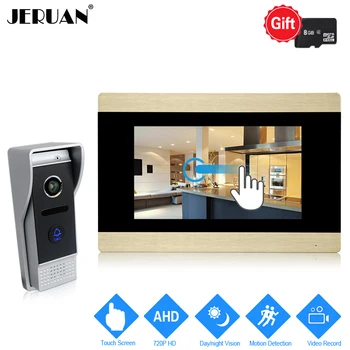 

JERUAN 720P AHD Motion Detection 7 inch Touch Screen Video Door Phone Intercom System Record Monitor +1.0MP HD 110 degree Camera