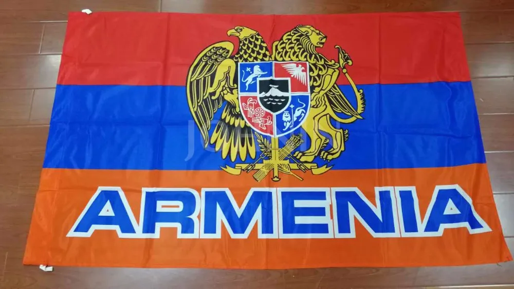 

johnin knitted polyester hanging 90*135cm armenia national emblem flag