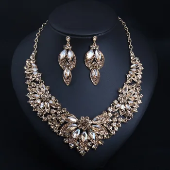 New Style Extravagant Champagne Crystal Glass Necklace Ladies Dinner Parties Exaggerated Necklace Set Accessories Wholesale
New Style Extravagant Champagne Crystal Glass Necklace Ladies Dinner Parties Exaggerated Necklace Set Accessories Wholesale