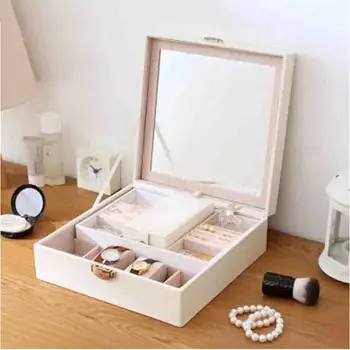 Double Layer Leather Jewelry Box With Mirror Cosmetic Jewelry Organizer Watch Storage Box Casket Container Desktop Lock Case
Double Layer Leather Jewelry Box With Mirror Cosmetic Jewelry Organizer Watch Storage Box Casket Container Desktop Lock Case