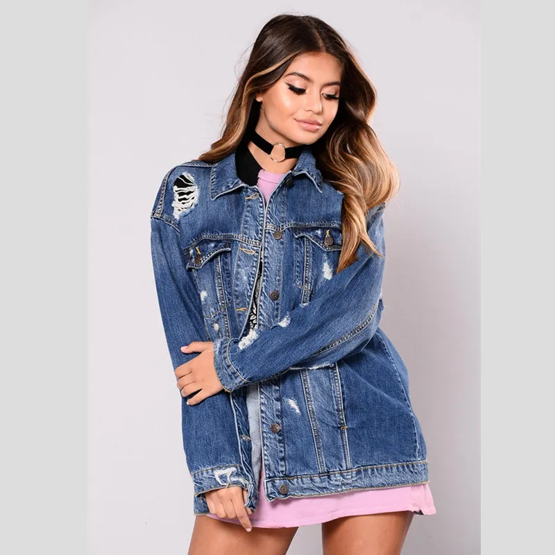 Sexy Hole Denim Jackets Women Boyfriend Style Long Sleeve Vintage Jean jacket Denim Loose Casual Autumn Denim Coat bomber jacket
Sexy Hole Denim Jackets Women Boyfriend Style Long Sleeve Vintage Jean jacket Denim Loose Casual Autumn Denim Coat bomber jacket