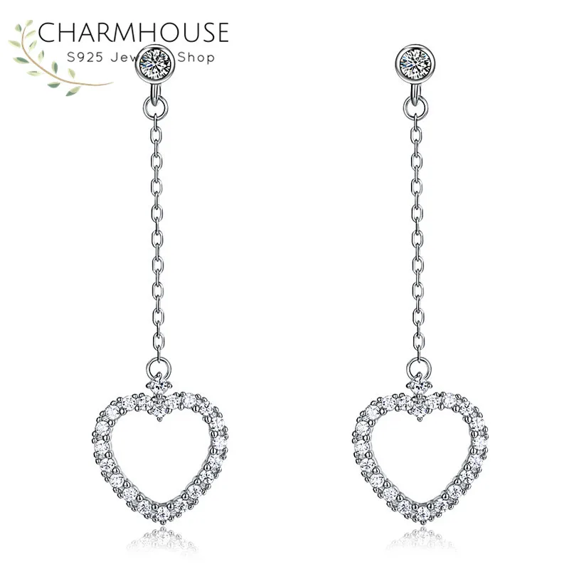 Solid Sterling Silver Earrings for Women Romantic Heart Drop Earring with Zircon Statement Jewelry Valentines Day Gifts for Girl
Solid Sterling Silver Earrings for Women Romantic Heart Drop Earring with Zircon Statement Jewelry Valentines Day Gifts for Girl