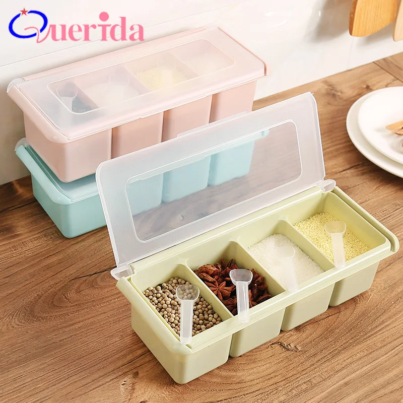 Square Three/Four Grid Spice Jar Seasoning Box Plastic Condiment Bottles Sugar Salt And Pepper Shakers Storage Box Kitchen Tools
Square Three/Four Grid Spice Jar Seasoning Box Plastic Condiment Bottles Sugar Salt And Pepper Shakers Storage Box Kitchen Tools