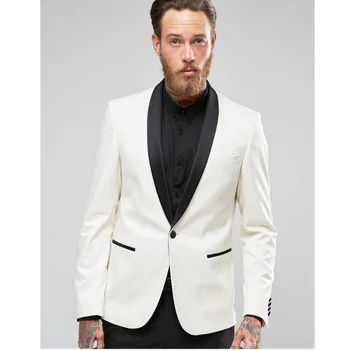Fashionable men's suits Ivory Jacket Black Pants Men Suits Groom Tuxedos Wedding Suits For Men Prom Suit Custom
Fashionable men's suits Ivory Jacket Black Pants Men Suits Groom Tuxedos Wedding Suits For Men Prom Suit Custom