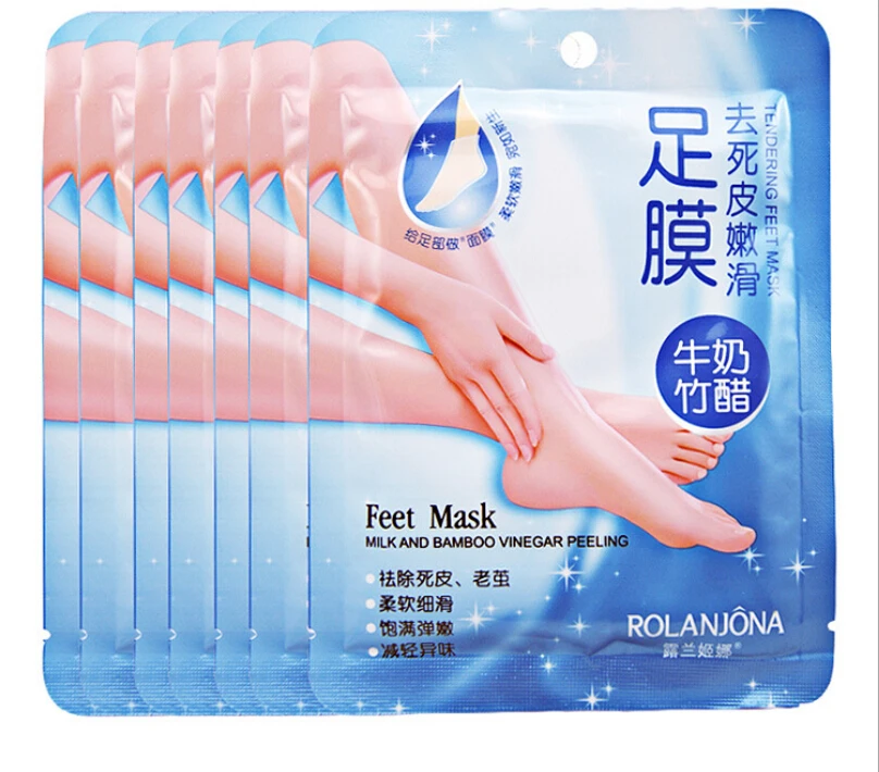 

1pair=2pcs Rolanjona Milk Bamboo beely Baby Bamboo Vinegar Remove Dead Skin Milk Foot Mask Peeling Cuticles Heel Feet Care