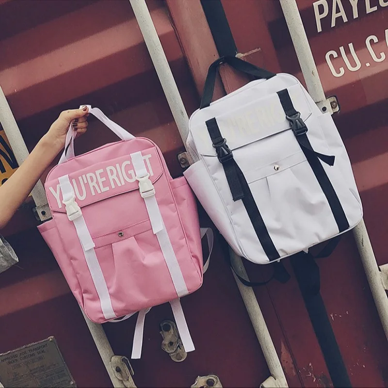 Harajuku Style Middle Student Letter Bookbag Female Concise Large Space Ruched Backpack Casual Bags For Men
Harajuku Style Middle Student Letter Bookbag Female Concise Large Space Ruched Backpack Casual Bags For Men