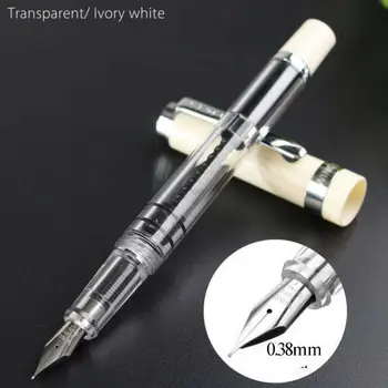 

Wing Sung 698 Piston Fountain Pen White Cap Silver Clip Ink Pen Extra Fine Nib Stationery Office School Supplies Writing