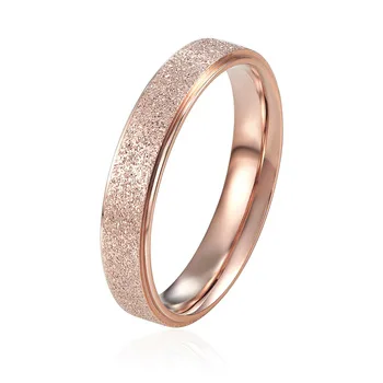Top Quality 4mm And 6mm Wide Frosted Woman Ring Titanium Steel Rings Rose Gold Color Luxury Jewelry for Men and Women