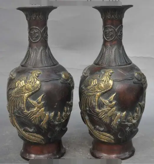 S5381 marked chinese bronze gilt Crane Yuanyang Phoenix bird Qiming statue Vase Jar
S5381 marked chinese bronze gilt Crane Yuanyang Phoenix bird Qiming statue Vase Jar