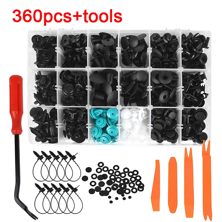 360PCS herramientas para el auto Auto Fastener Vehicle Bumper Clips Retainer Rivet Door Panel Fender Liner suit car plastic plug
360PCS herramientas para el auto Auto Fastener Vehicle Bumper Clips Retainer Rivet Door Panel Fender Liner suit car plastic plug