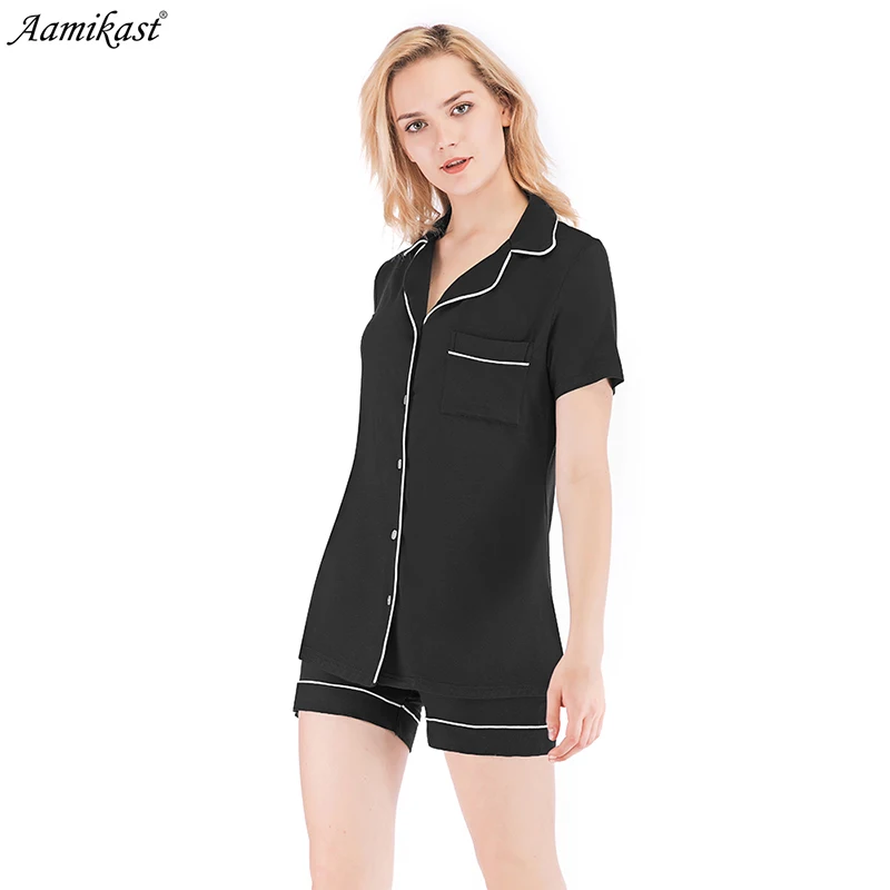 Aamikast Summer Pajama Set Women Shorts Sleeve Sleepwear Soft Knit Loungewear Notch Collar Pjs pijama mujer women pyjamas
Aamikast Summer Pajama Set Women Shorts Sleeve Sleepwear Soft Knit Loungewear Notch Collar Pjs pijama mujer women pyjamas
