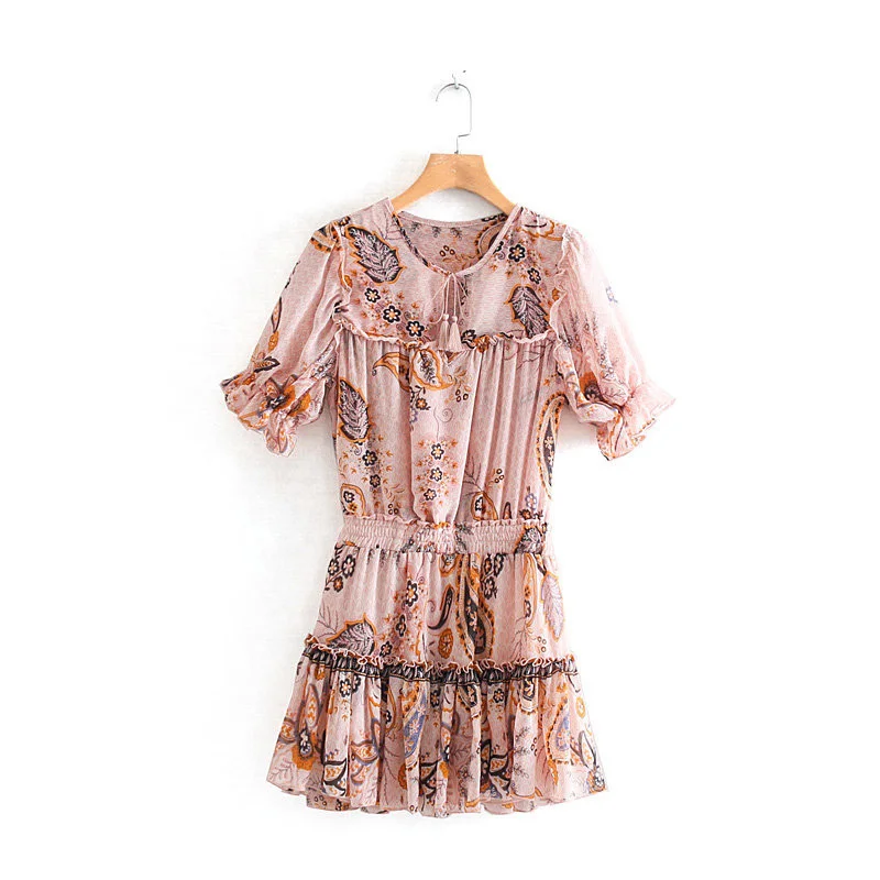 Summer O-Neck Sexy Dress Women Bohemian Chiffon Printed Dress Party Short Sleeve Female Clothing Slim Mini Dresses with Lace
Summer O-Neck Sexy Dress Women Bohemian Chiffon Printed Dress Party Short Sleeve Female Clothing Slim Mini Dresses with Lace