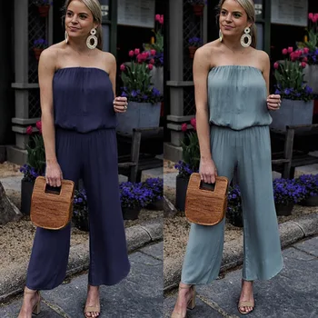 Women Long Pants Jumpsuit Off Shoulder Overalls Solid Color Summer Playsuit IK88
Women Long Pants Jumpsuit Off Shoulder Overalls Solid Color Summer Playsuit IK88