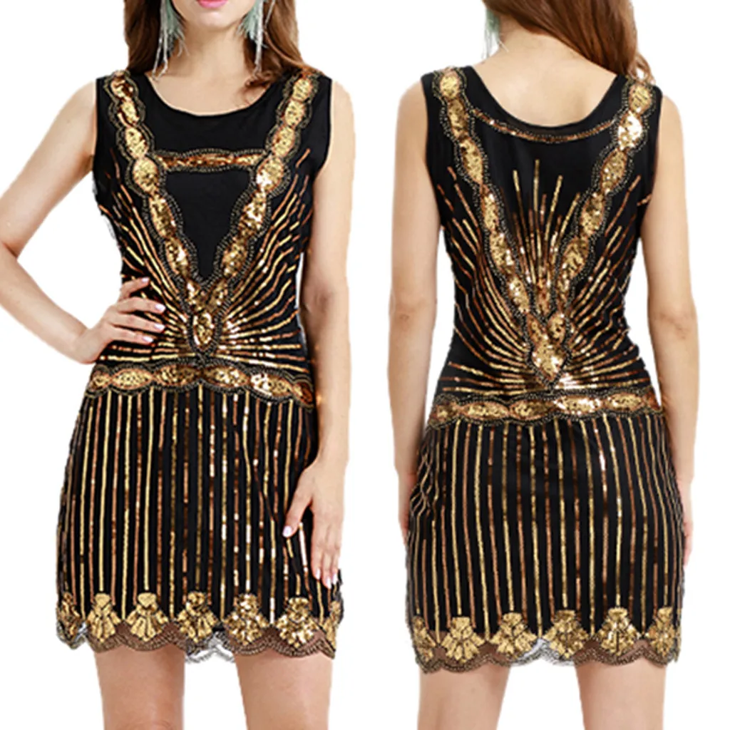 Dress Women Sexy Dress Vintage 1920s Bead Fringe Sequin Lace Party Flapper Dress
Dress Women Sexy Dress Vintage 1920s Bead Fringe Sequin Lace Party Flapper Dress