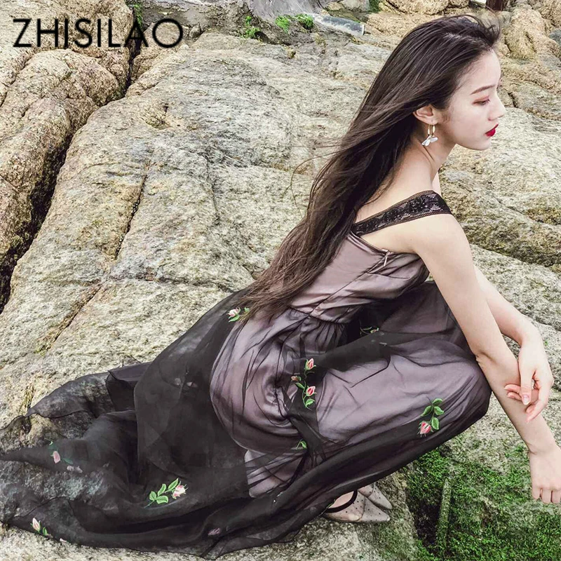 Elegant Strap Party Dress 2019 Floral Embroidery Mesh Lace Dress Plus Size Women Black Floral Long Sleeveless Dresses Femme
Elegant Strap Party Dress 2019 Floral Embroidery Mesh Lace Dress Plus Size Women Black Floral Long Sleeveless Dresses Femme