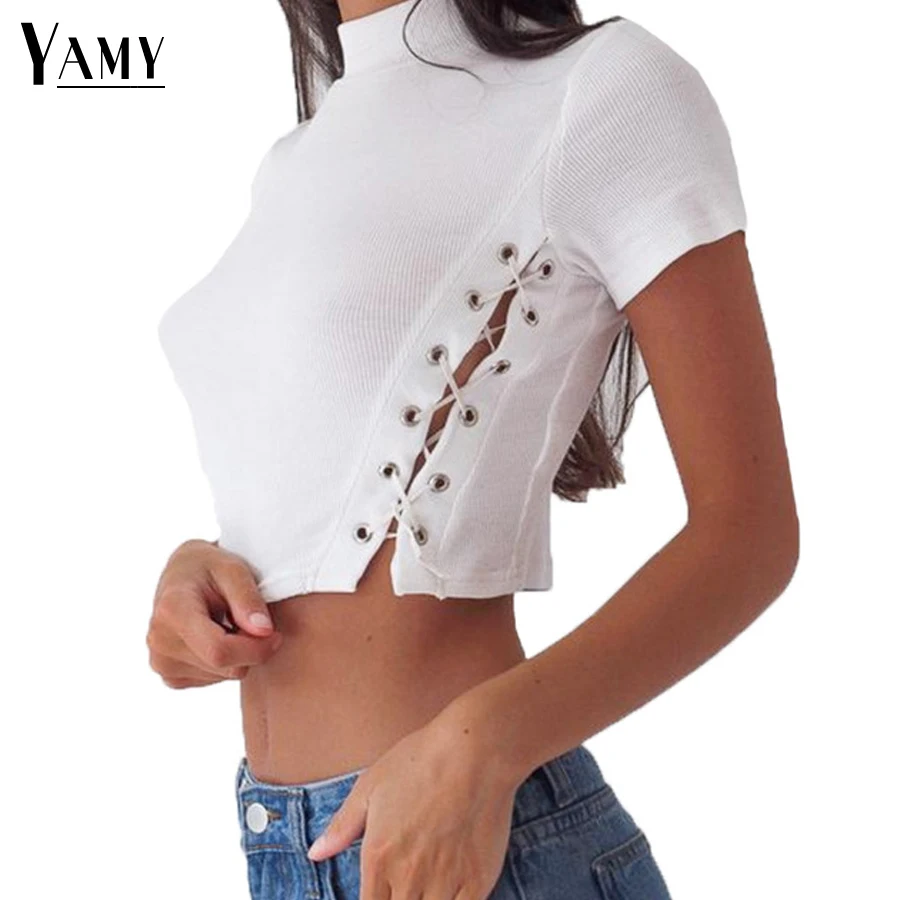 Summer 2018 new t shirts women tees lace up crop top white black t-shirt womens tee shirts casual punk tshirt streetwear
Summer 2018 new t shirts women tees lace up crop top white black t-shirt womens tee shirts casual punk tshirt streetwear