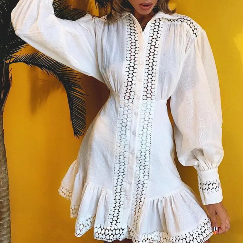 Mossha Long lantern sleeve white lace dress 2019 mujer A-line sexy short dress Office ladies Vintage hollow out autumn dress new
Mossha Long lantern sleeve white lace dress 2019 mujer A-line sexy short dress Office ladies Vintage hollow out autumn dress new