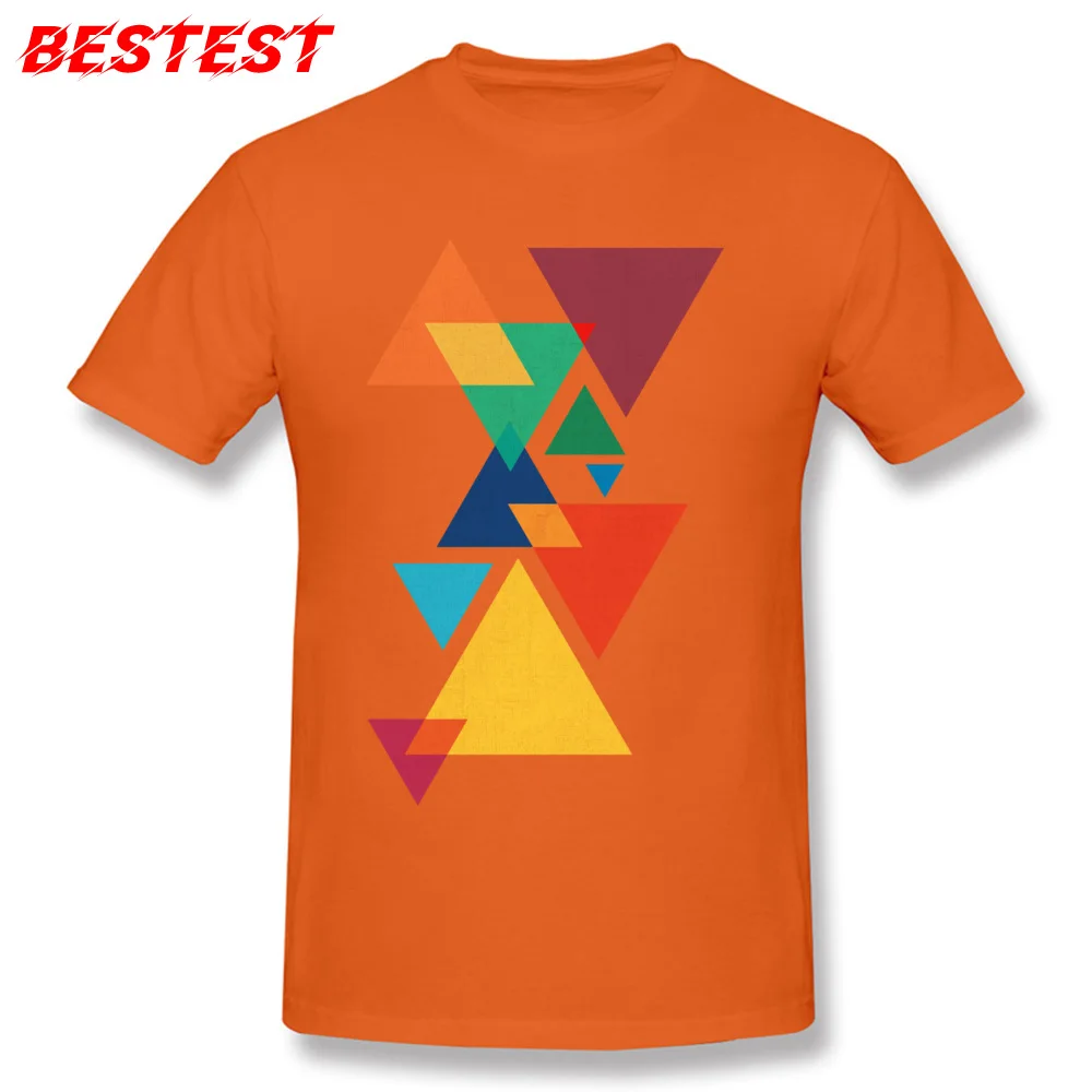Abstract Geometric Triangles Composition T Shirt Geek 2018 New Fashion Round Neck 100% Cotton Tees Tops Shirt for Men Labor Day Abstract Geometric Triangles Composition orange