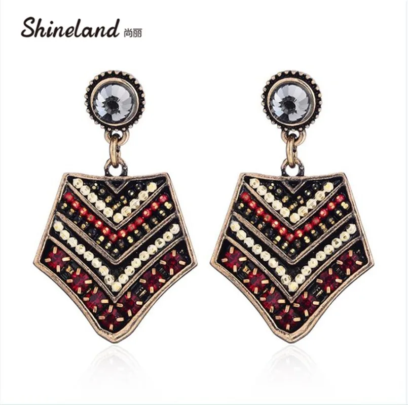 Shineland Antique Gold Color Bohemia Shield Shape Colorful Bead Crystal Vintage Drop Earrings For Women Retro Jewelry Bijouterie
Shineland Antique Gold Color Bohemia Shield Shape Colorful Bead Crystal Vintage Drop Earrings For Women Retro Jewelry Bijouterie