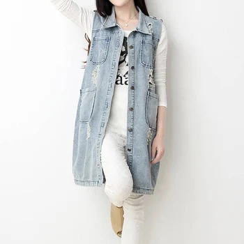 Light Blue 5XL Plus Size Women's Jeans Vests Summer Hole Casual Long Denim Female Vest Fashion Casual Waistcoat For Women Coat
Light Blue 5XL Plus Size Women's Jeans Vests Summer Hole Casual Long Denim Female Vest Fashion Casual Waistcoat For Women Coat
