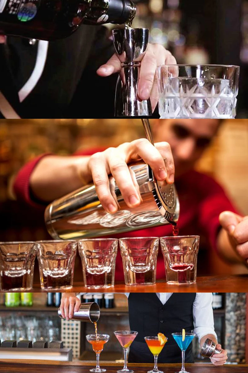 Description Picture 5 of item1-14 Pcs/set 600ml 750ml Stainless Steel Cocktail Shaker Mixer Drink Bartender Browser Kit Bars Set Tools With Wine Rack Stand
