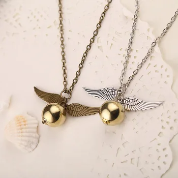 

10 Feather Angel wings Necklaces Geometric round Gold Snitch Harry Turner Vintage Men movie Pendant Necklace jewelry