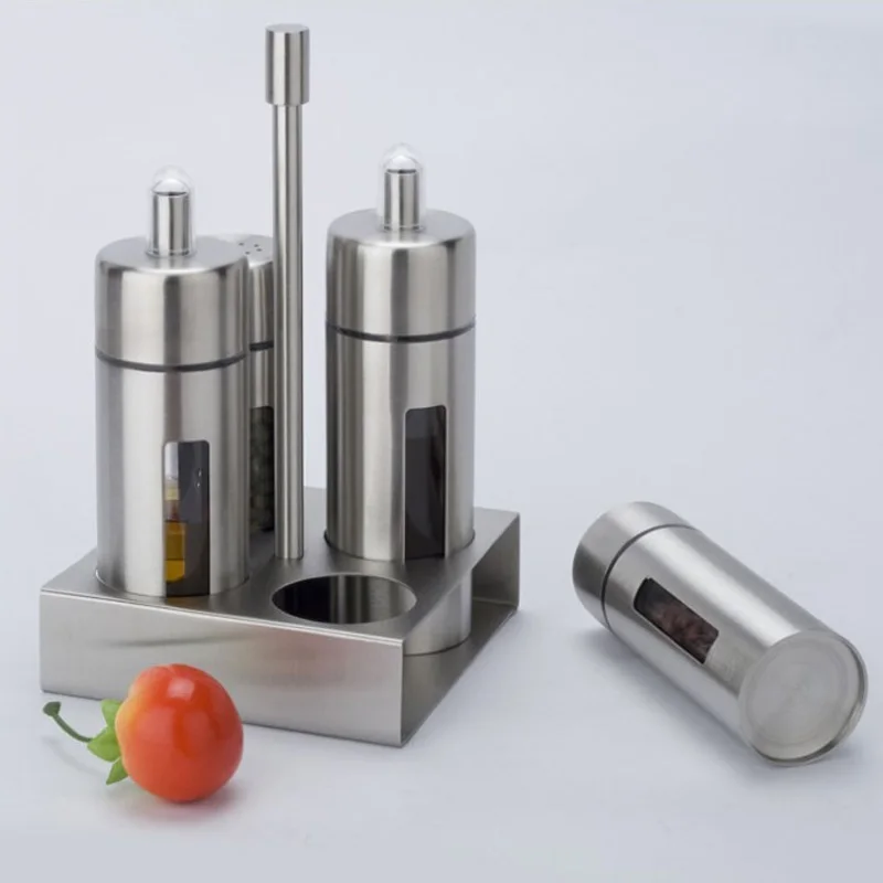 Castor Stainless Steel Salt Pepper Shaker Set Odor-Free Spice With Stand Condiment Box Cooking Seasoning Bottle Kitchen Tools
Castor Stainless Steel Salt Pepper Shaker Set Odor-Free Spice With Stand Condiment Box Cooking Seasoning Bottle Kitchen Tools