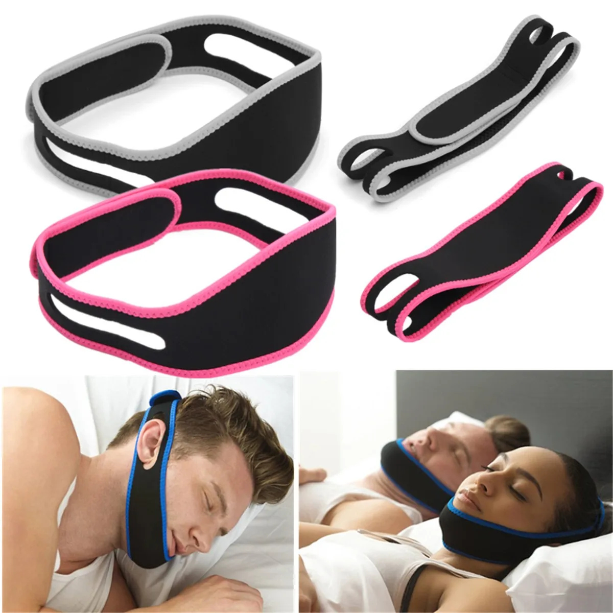 

Anti Snoring Chin Straps Snore Stopper Chin Jaw Strap Supporter Sleep Improving Belt Brace Mouth Guard