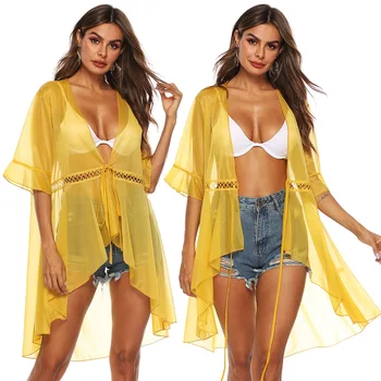 Women Cover Ups Swimwear Beach Robe Coverup Tunic On Swimsuit Ladies Clothes Sexy Perspective Leaf Long Sleeve Female
Women Cover Ups Swimwear Beach Robe Coverup Tunic On Swimsuit Ladies Clothes Sexy Perspective Leaf Long Sleeve Female