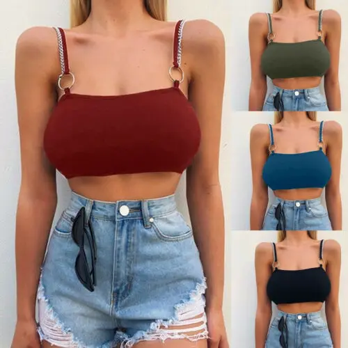 US Women Solid color Sleeveless Crop Top Bustier Tube Bralette Tank Tops Cami Singlet Casual Fitness Vest NEW | Женская одежда