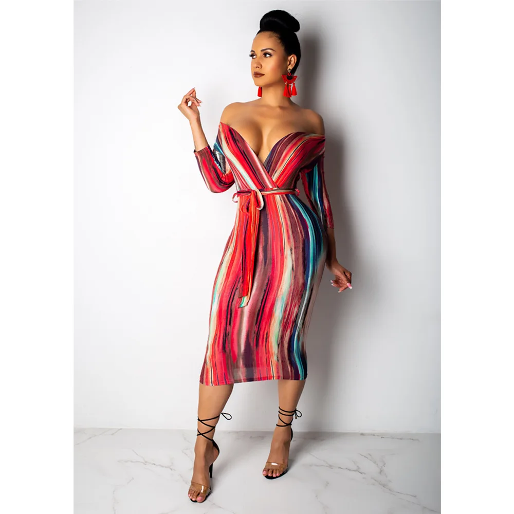 Tie Dye Dress Bodycon Dress Striped V Neck Women Summer Dresses Bandage Off Shoulder Sexy Robe Longue Femme Vestidos Verano 2019
Tie Dye Dress Bodycon Dress Striped V Neck Women Summer Dresses Bandage Off Shoulder Sexy Robe Longue Femme Vestidos Verano 2019