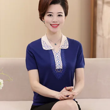 2020 Mother's Wear Short Sleeve T-Shirt Bottom Shirt Summer XL Older Women's Wear Knitwear
2020 Mother's Wear Short Sleeve T-Shirt Bottom Shirt Summer XL Older Women's Wear Knitwear