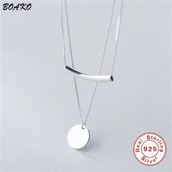 BOAKO Double Layer Pendant&Necklace 925 Sterling Silver Necklace For Women Link Chain Choker Coin Necklace Collares Femme
BOAKO Double Layer Pendant&Necklace 925 Sterling Silver Necklace For Women Link Chain Choker Coin Necklace Collares Femme