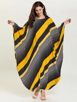 2019 Women Muslim Abaya Dress O Neck Long Sleeve Plus Size Batwing Sleeve Printed Striped tesettur elbise Islamic Clothing
2019 Women Muslim Abaya Dress O Neck Long Sleeve Plus Size Batwing Sleeve Printed Striped tesettur elbise Islamic Clothing