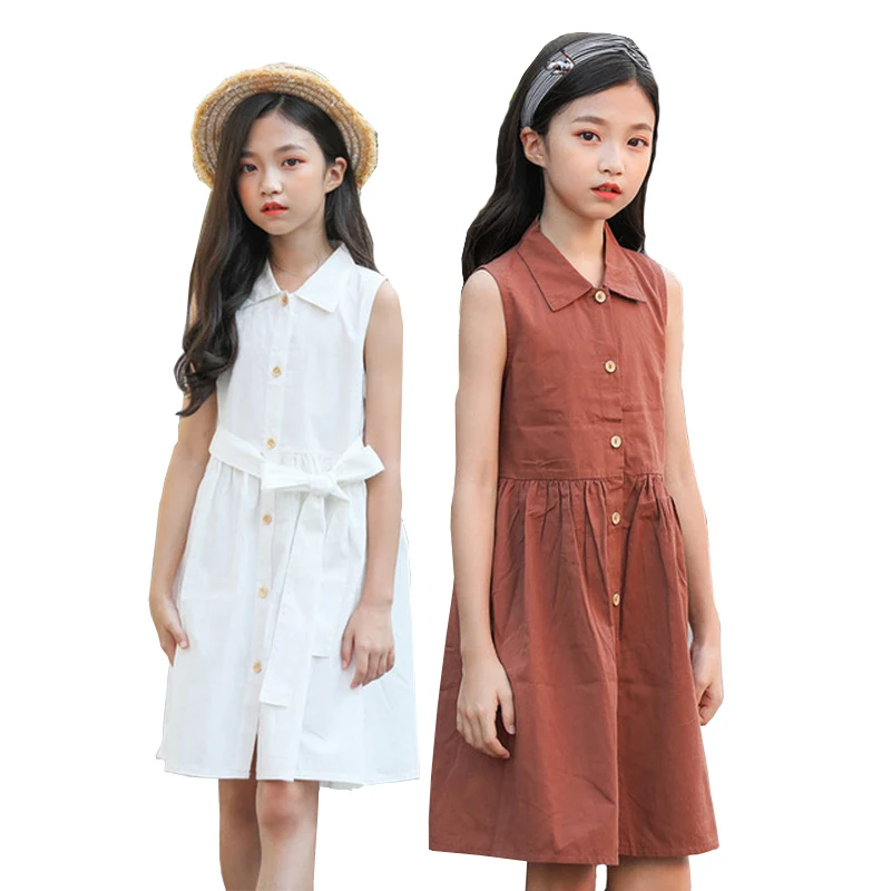 big girls summer cotton brown white button casual shirt dress sashes sleeveless dress fashion children clothing Age 6-16 Yrs
big girls summer cotton brown white button casual shirt dress sashes sleeveless dress fashion children clothing Age 6-16 Yrs