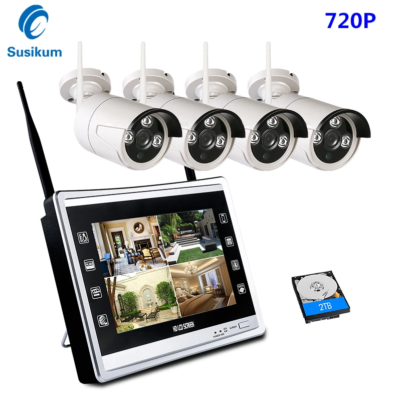 Wireless WiFi Security Camera System 8CH NVR 4Pcs Camera 12 inch LCD Monitor Surveillance WIFI Camera Kit
Wireless WiFi Security Camera System 8CH NVR 4Pcs Camera 12 inch LCD Monitor Surveillance WIFI Camera Kit