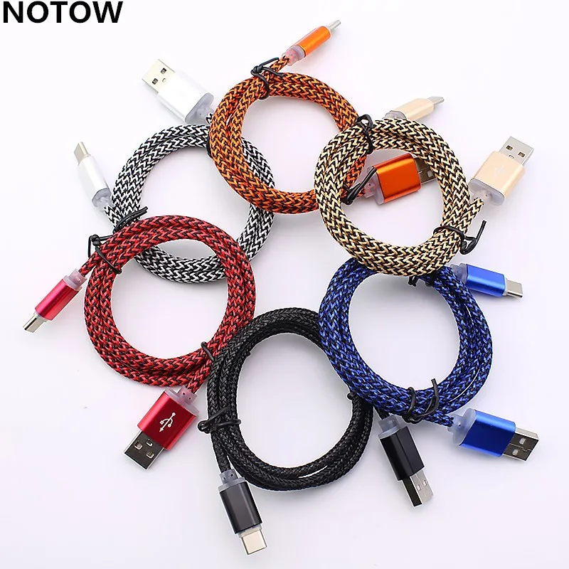 

NOTOW 1M/2M/3M Fabric Braided Type-C 3.1 Type C USB Data Charger Charging Sync For nexus 5x/6p LGg5 /samsung s8/s8 Plus Note8