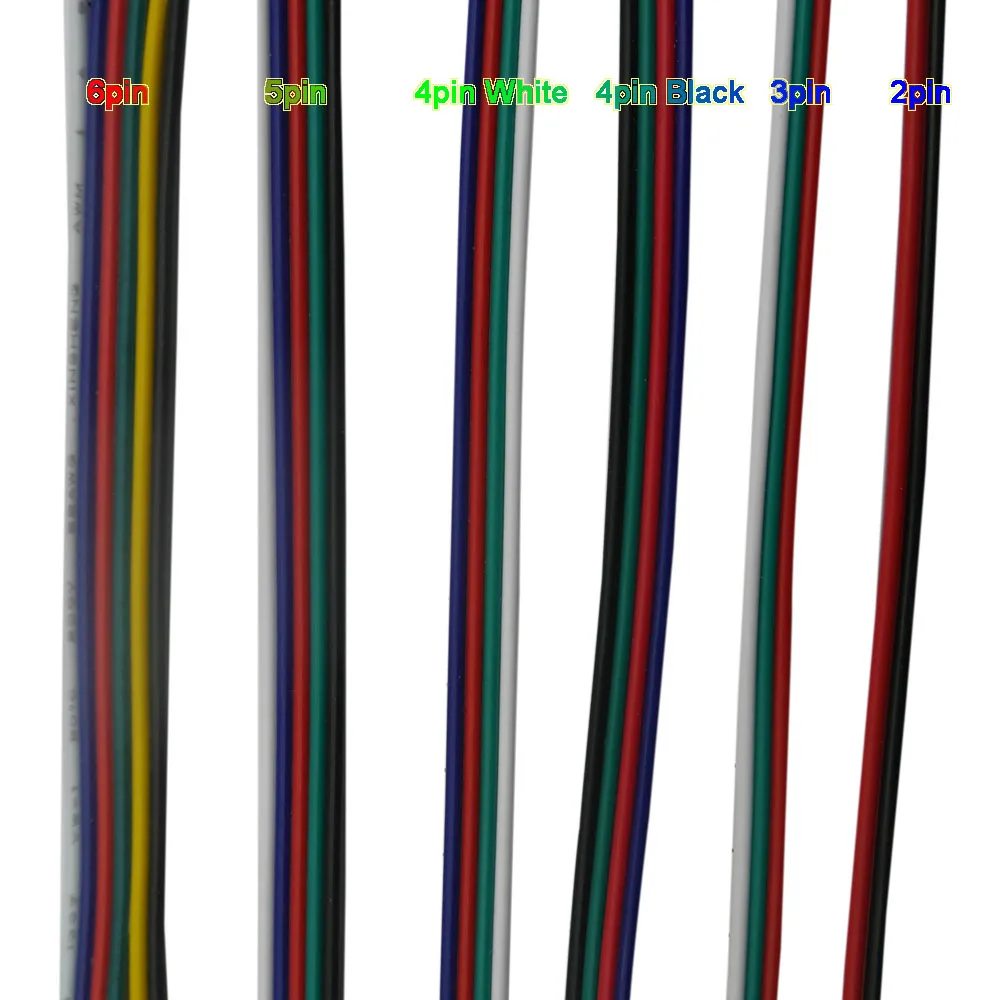 

5~100 meters 2pin 3pin 4pin 5Pin 6pin 22 AWG Extension Electric Wire Cable Led Connector For 5050 3528 RGBW RGB CCT LED Stirp