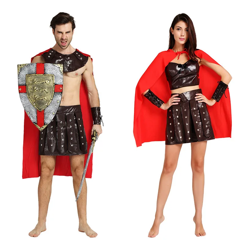 Adult Man Brave Roman Gladiator Costume Carnival Party Cool Warrior Fancy Outfit