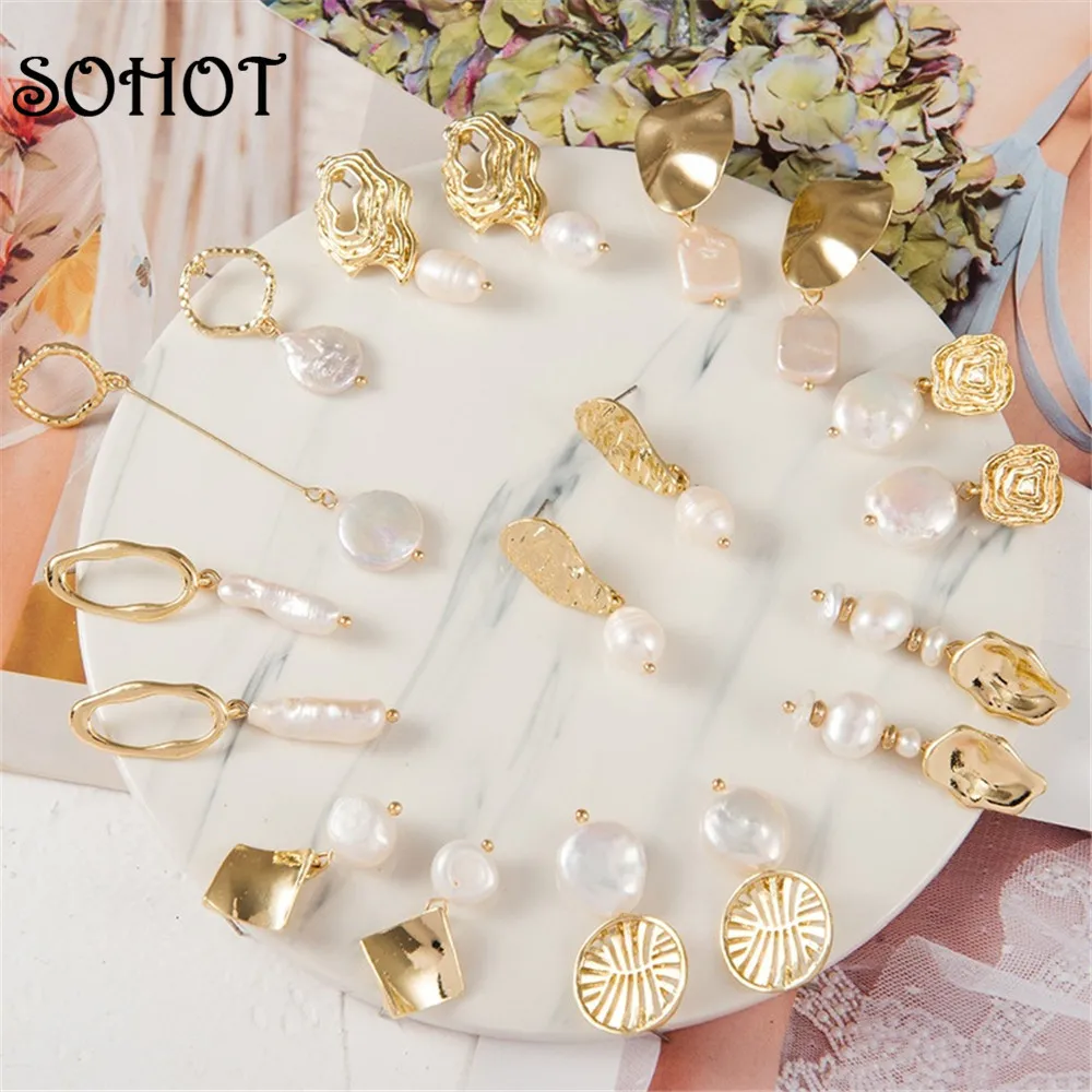 SOHOT New Geometric Alloy Freshwater Pearls Women Drop Earrings Cute Petite Plain Piercing Delicate Lady Birthday Party Brinco
SOHOT New Geometric Alloy Freshwater Pearls Women Drop Earrings Cute Petite Plain Piercing Delicate Lady Birthday Party Brinco