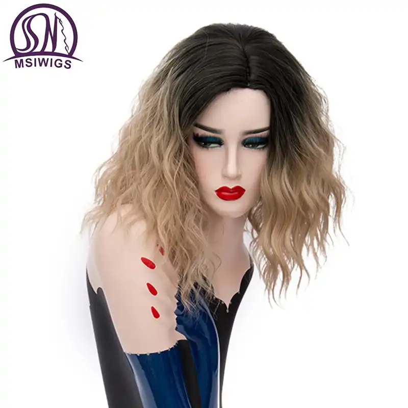 Msiwigs 22 Colors Pink Curly Blonde Short Wigs For Women Natural