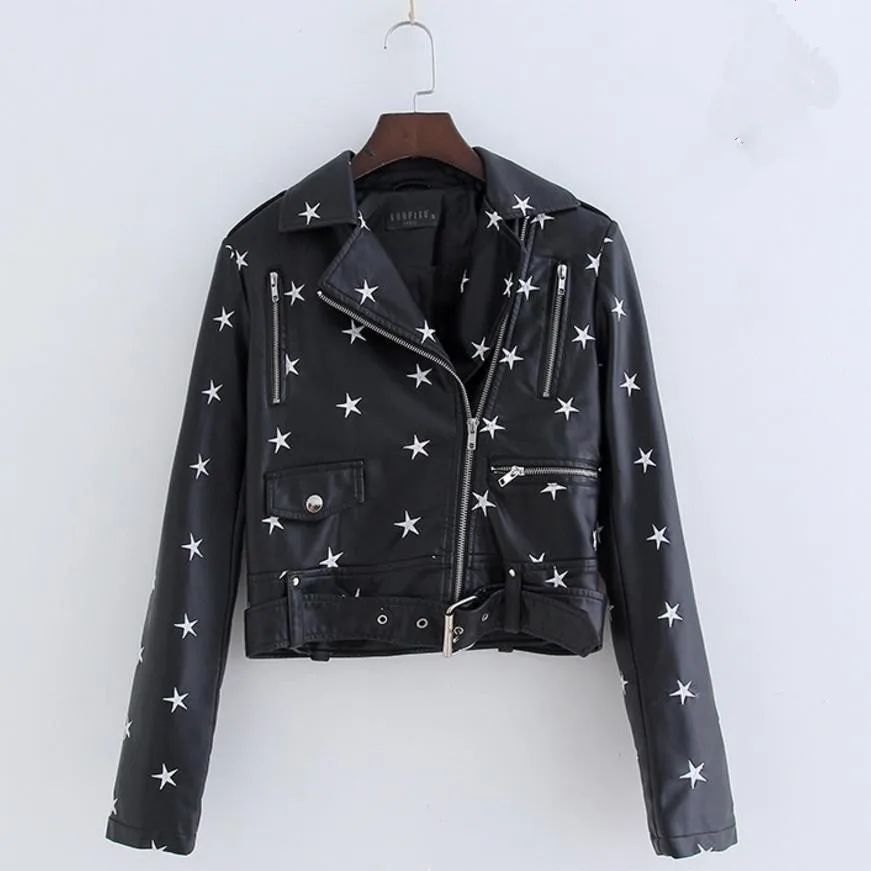 Fashion women star Embroidery short Faux Leather PU jackets 2019 spring autumn new moto punk long sleeve female coats gx1040
Fashion women star Embroidery short Faux Leather PU jackets 2019 spring autumn new moto punk long sleeve female coats gx1040