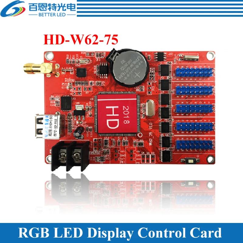 HD-W62-75 asynchronous 320W*64H pixels(16graylevel) 5*HUB75 data interface Lintel RGB Seven color LED display WIFI control card
HD-W62-75 asynchronous 320W*64H pixels(16graylevel) 5*HUB75 data interface Lintel RGB Seven color LED display WIFI control card