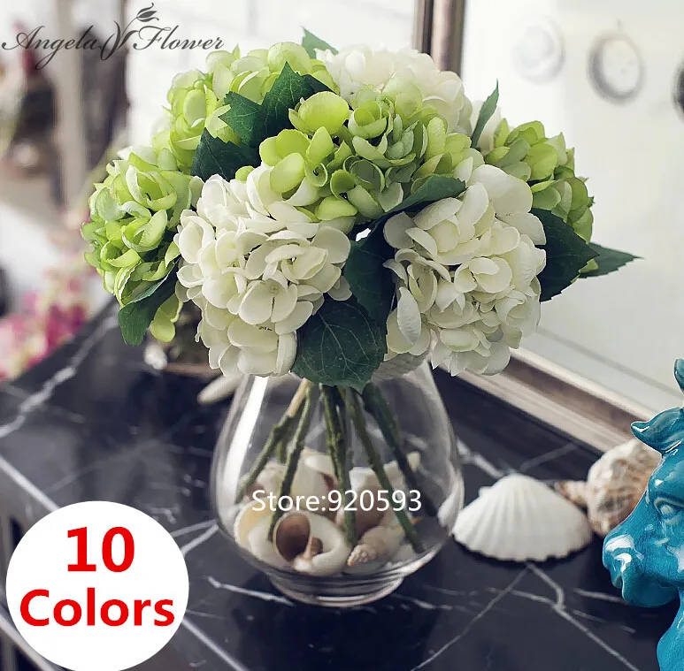 

11pcs/lot 26cm 10 colors Hydrangea branch Artificial silk flower DIY wedding bouquet decorative Flowers Home Christmas decor