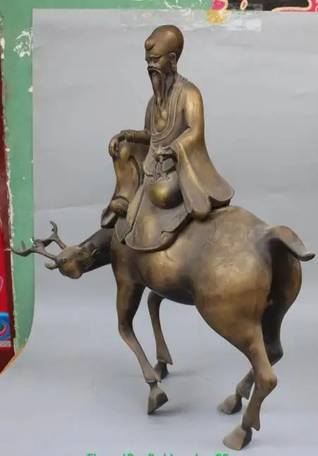 S1963 25"Chinese Fengshui Bronze Brass God of longevity Ride Deer Statue discount 30% (C0324)
S1963 25"Chinese Fengshui Bronze Brass God of longevity Ride Deer Statue discount 30% (C0324)