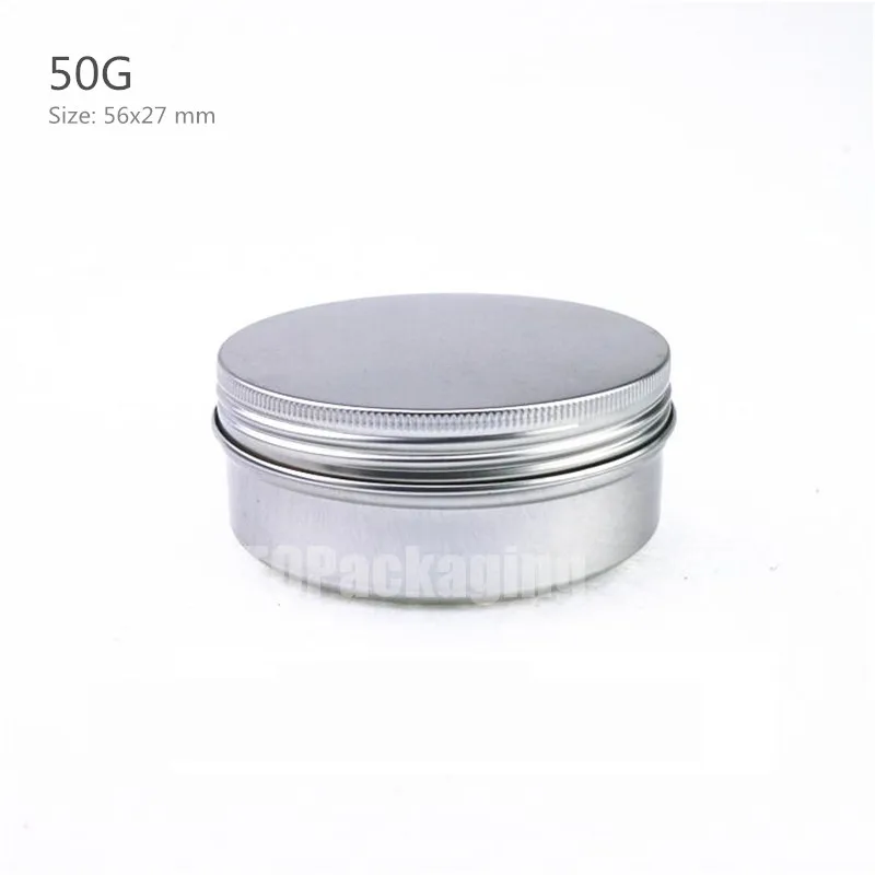 

50g X 50 Aluminum Jar,with Screw Cap Empty Cosmetic Container Cream Jar Sample Tin 50ml Lip Balm Small Metal Pot Nail Art Cans